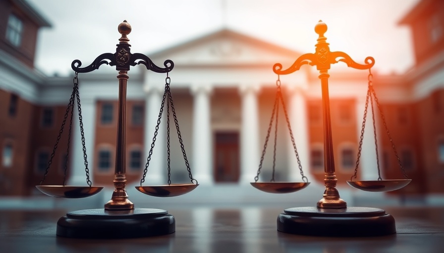 Abstract justice image with symbolic scales, emphasized legal theme.