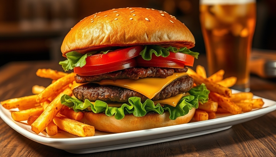 Juicy burger and fries at restaurants in New Hope, Pennsylvania.