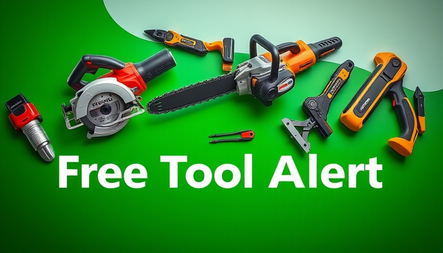Power tools with Free Tool Alert text for Memorial Day sales.