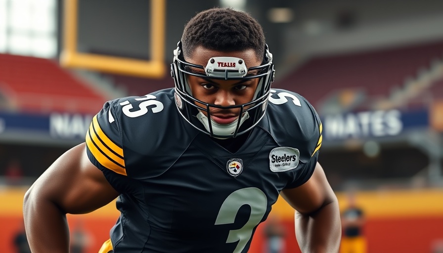Pittsburgh Steelers player training during OTAs, holding football.