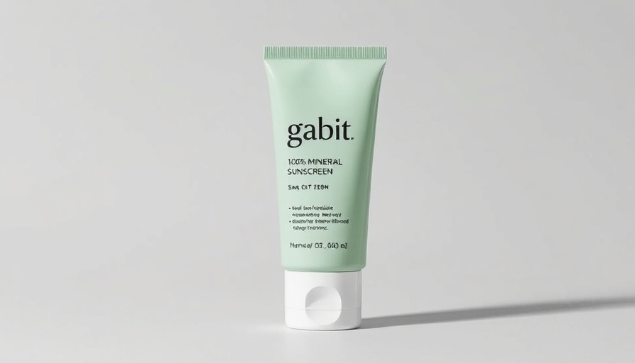 Gabit 100% mineral sunscreen tube in soft green minimalist packaging.