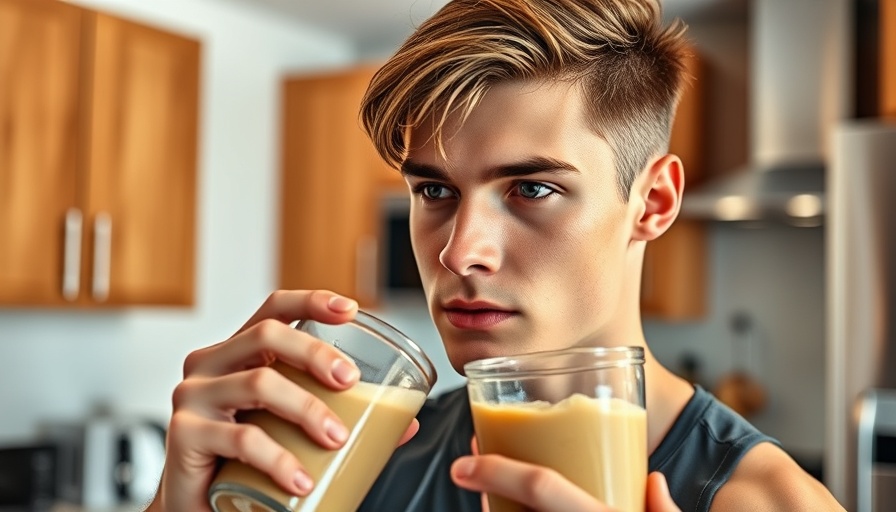 Athlete drinking protein shake in kitchen, best protein for muscle building.