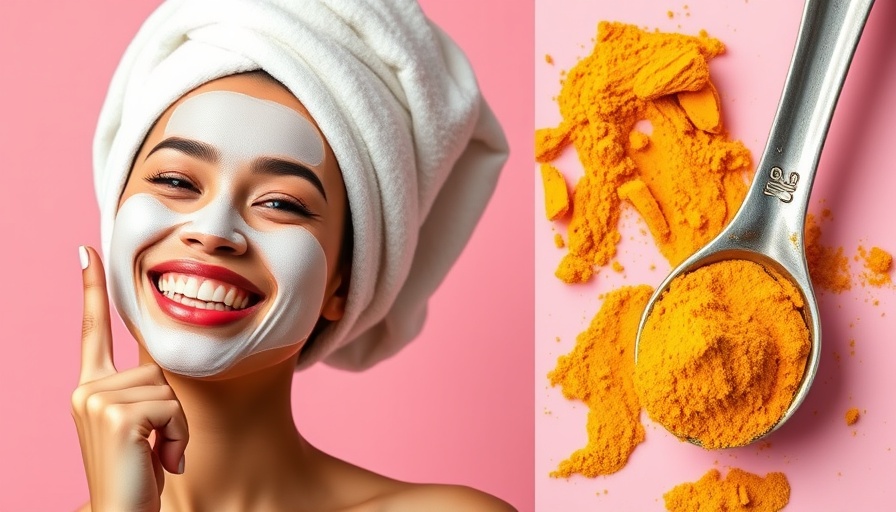 Turmeric face packs for glowing skin: smiling woman with face mask.