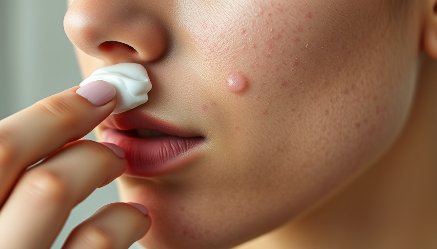 Close-up of acne treatment application with prescription cream.
