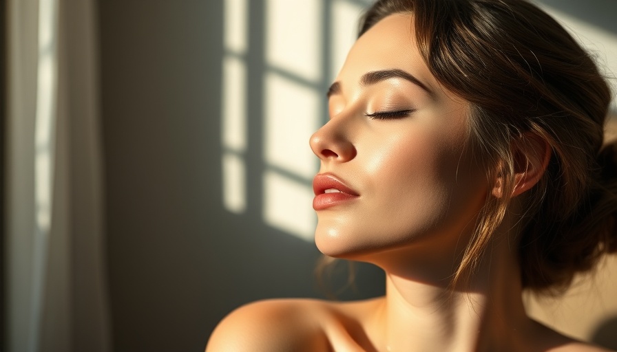 Serene woman with radiant skin bathed in sunlight