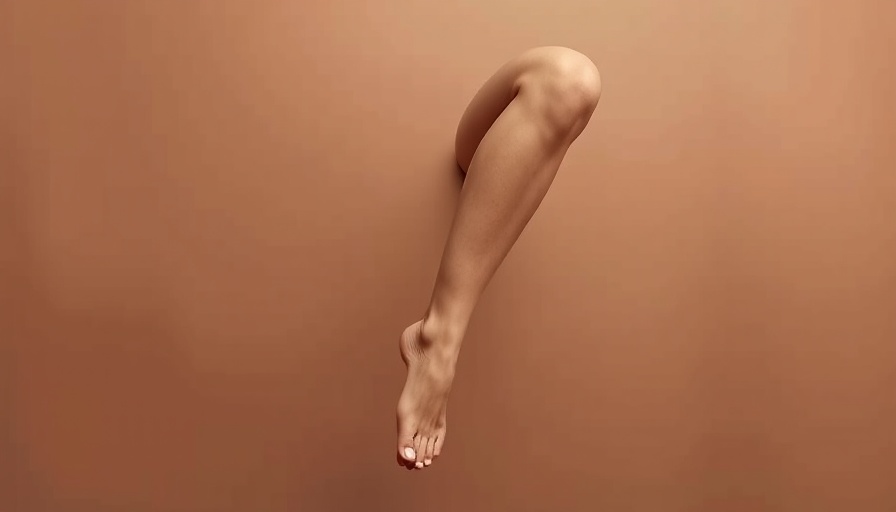 Bare legs crossed in air with soft background.