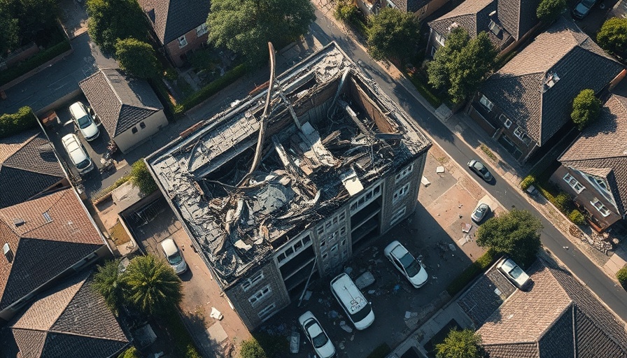 Philadelphia explosion levels homes, showing significant destruction and debris.