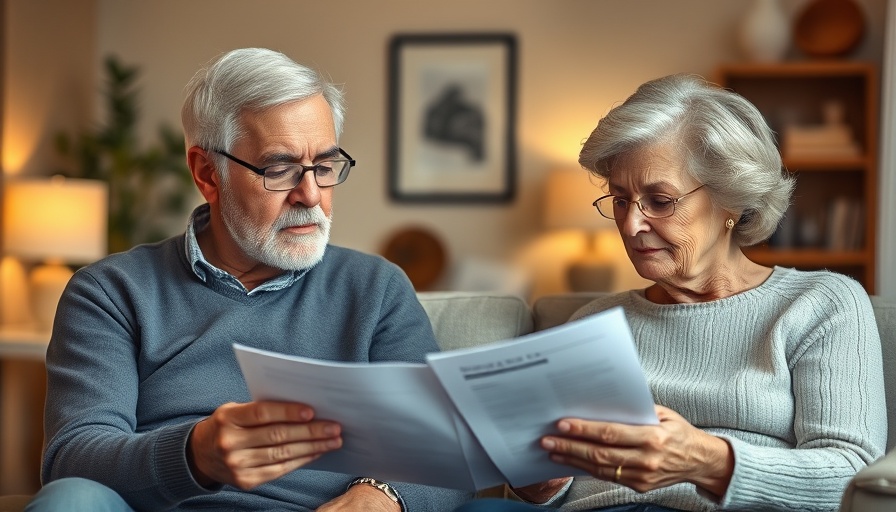 Older couple reviewing finances on social security.