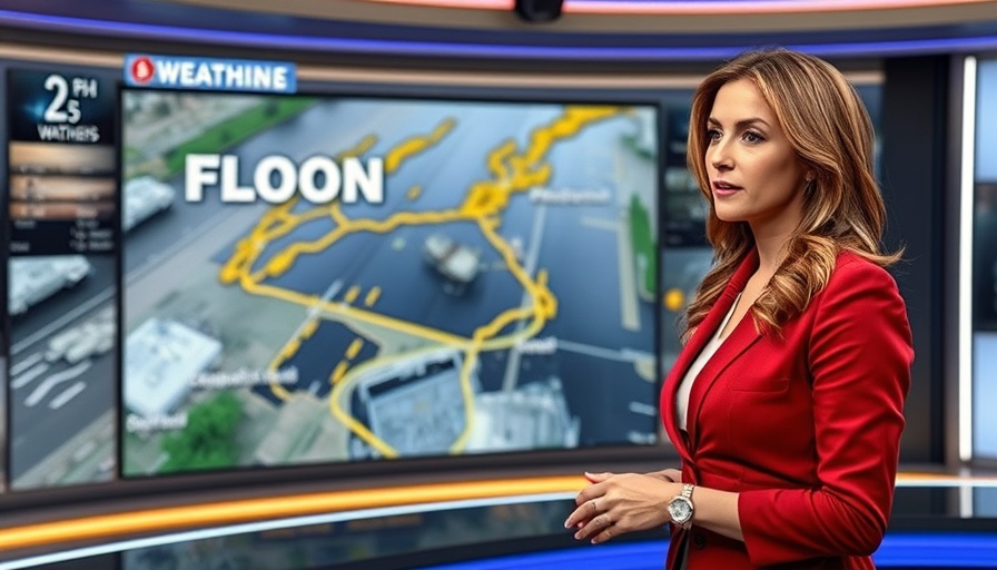 Weather broadcaster discussing flood warnings in Pennsylvania