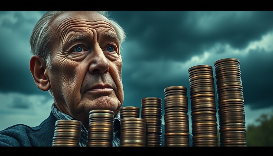 Medicare cost increases visualized by rising coin stacks.
