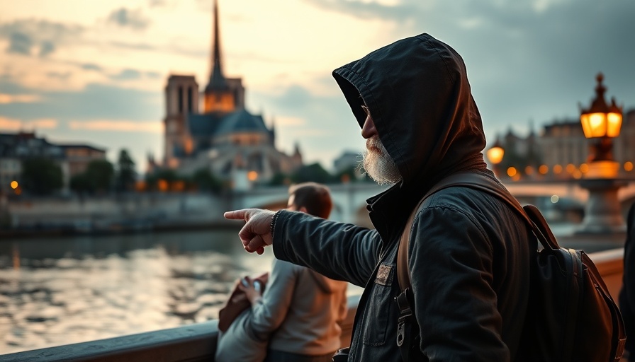 Tourist warning in Paris collage with Notre Dame backdrop.