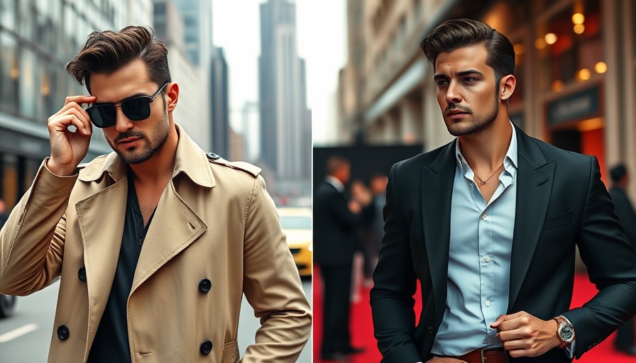 Celebrity grooming secrets showcased by two stylish men in different settings.