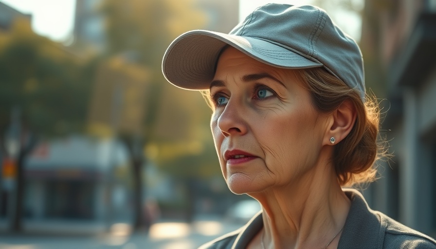 Middle-aged woman contemplating outdoors, Menopause Accommodations at Work context.