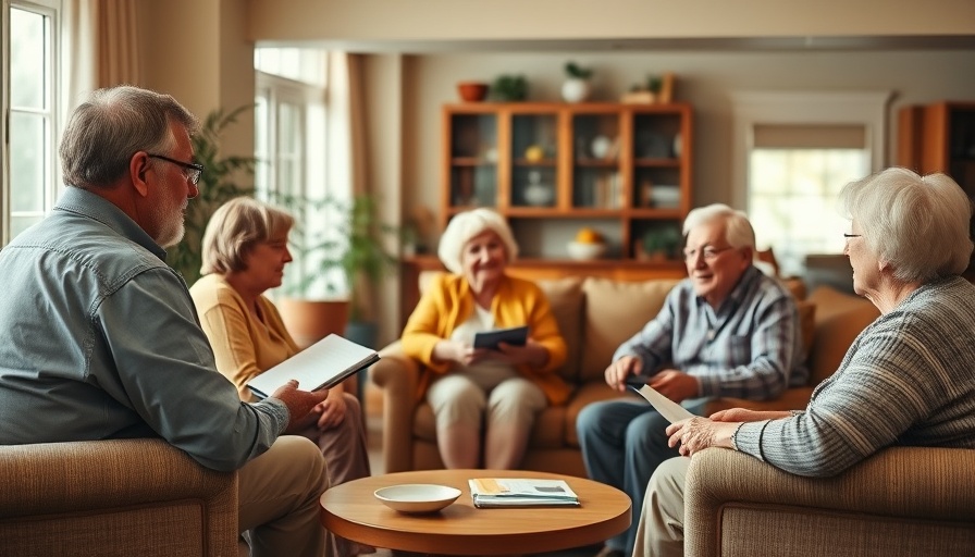 Comfortable retirement community lounge discussing continuing-care costs.