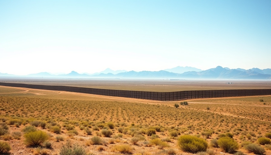 Texas landscape with border wall construction.