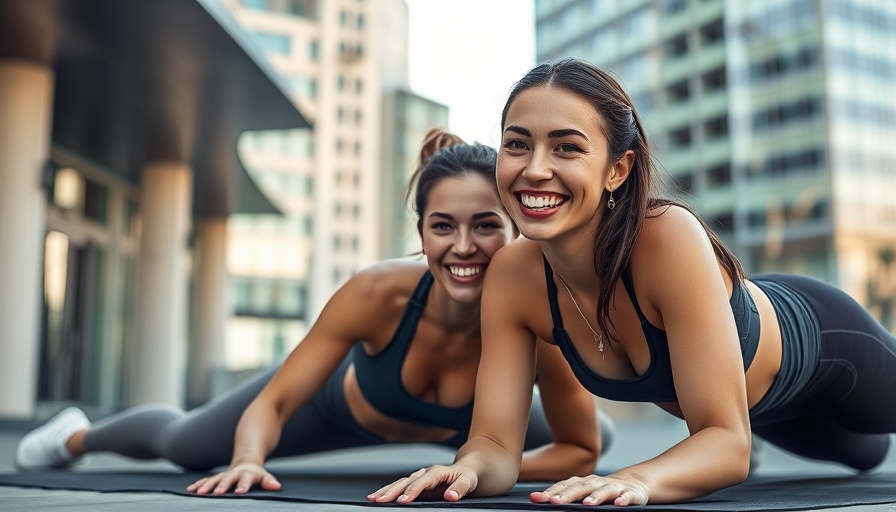Two women performing bodyweight exercises while traveling.