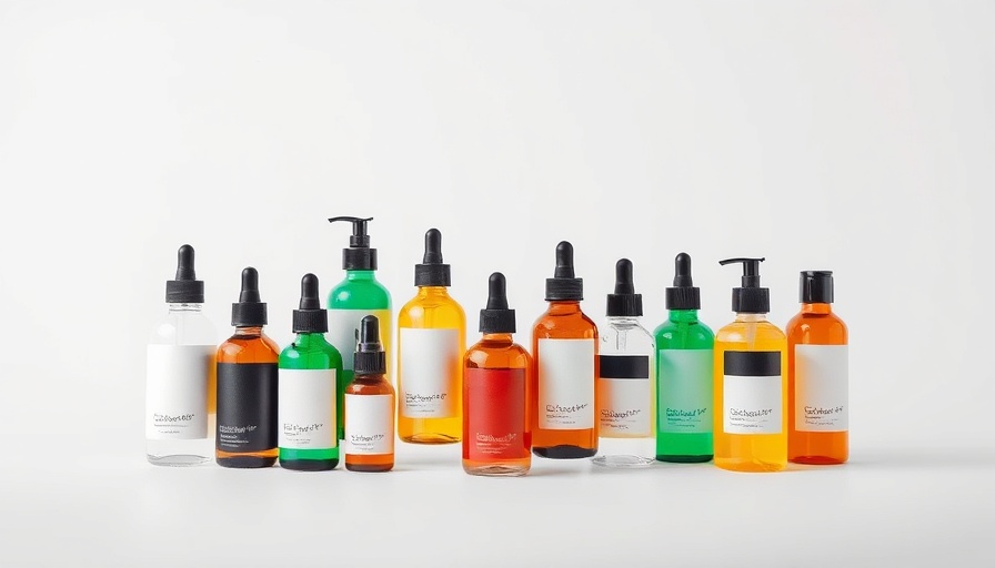 Various hair serum bottles floating on minimal background.