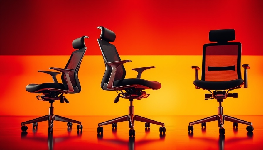 Modern ergonomic office chairs, ideal for long hours, vibrant showcase.