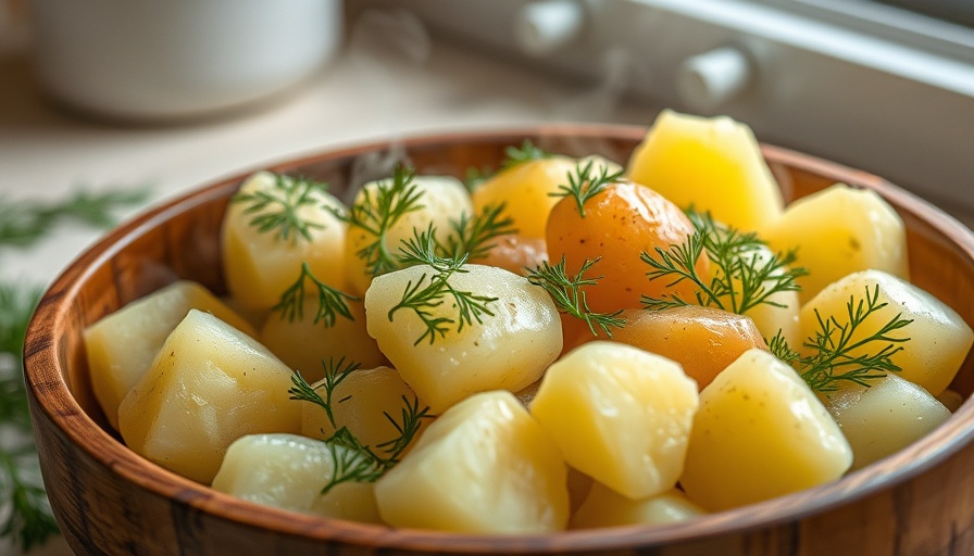Steamed boiled potatoes with dill, linked to diabetes risk and cooking methods.
