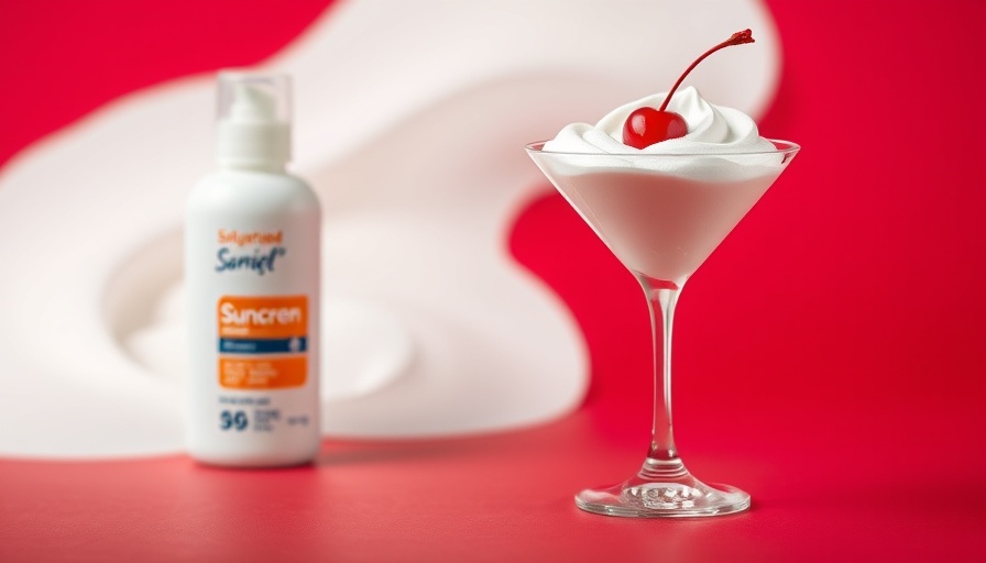 Sunscreen mousse resembling whipped cream, vibrant red.