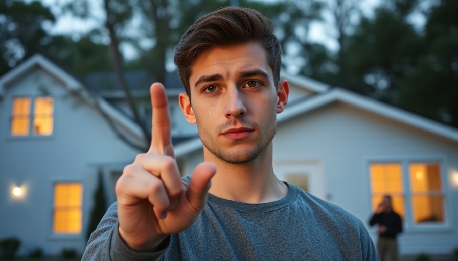 Types of houses to avoid in Pennsylvania: cautious gesture in front of a modern white house.