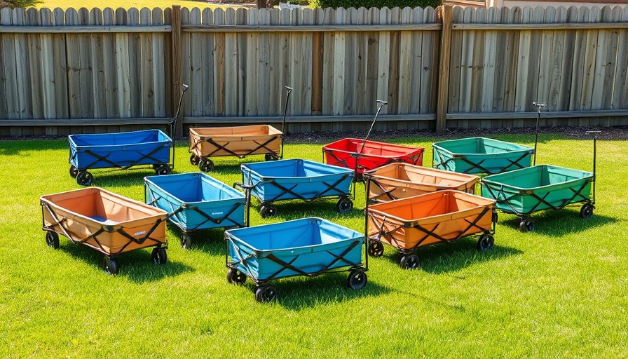 Best folding wagons arranged on grassy lawn.