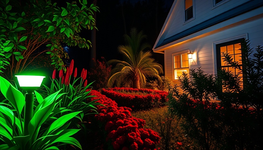 Garden with Govee Smart Lights creating vibrant nighttime ambiance