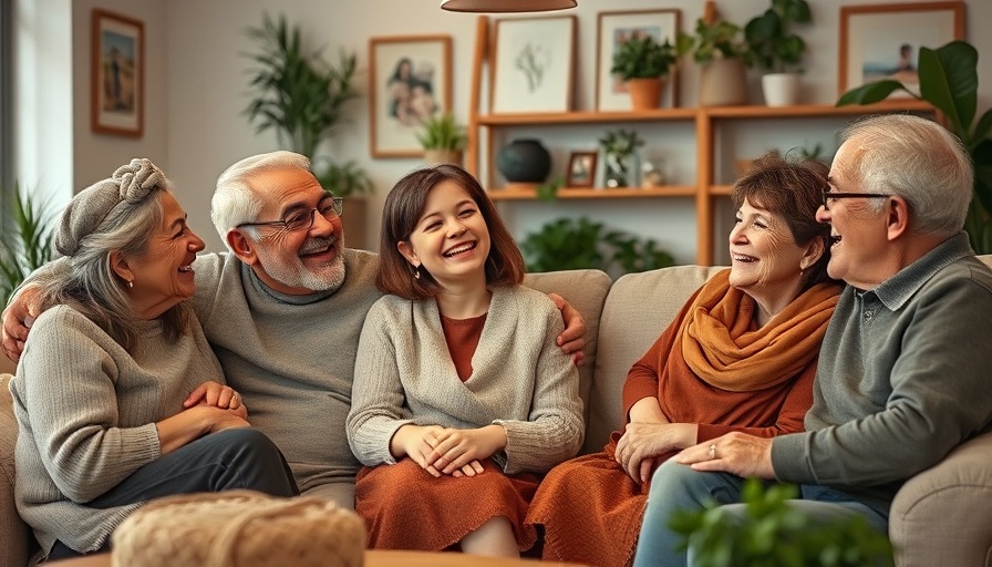 Multigenerational living benefits: happy family relaxing.