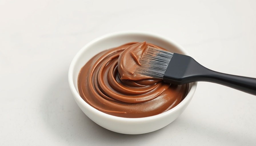 Herbal hair color benefits - brown paste with application brush.