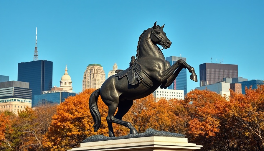 Statue in Boston with skyline, ideal for travel tips for Massachusetts.