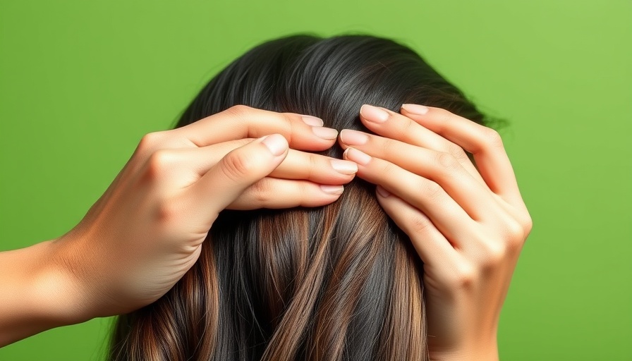 Hands applying biotin oil to hair, close-up shot.