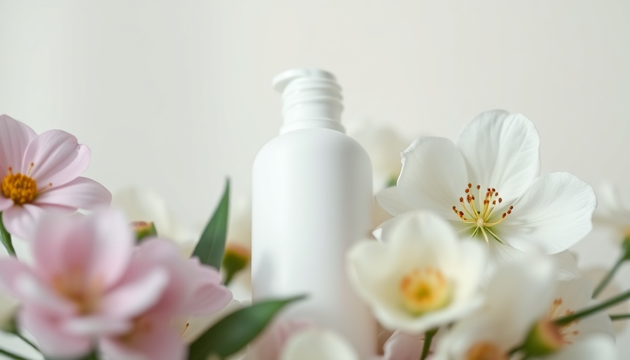 Elegant white cosmetic bottle in a soothing setting.