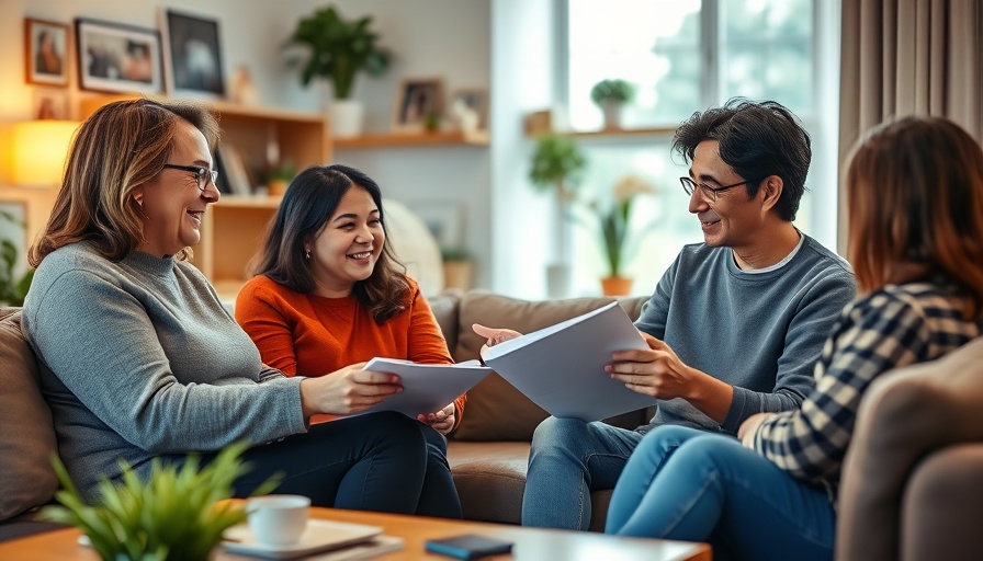 Family discussing financial support for adult children in a cozy setting.