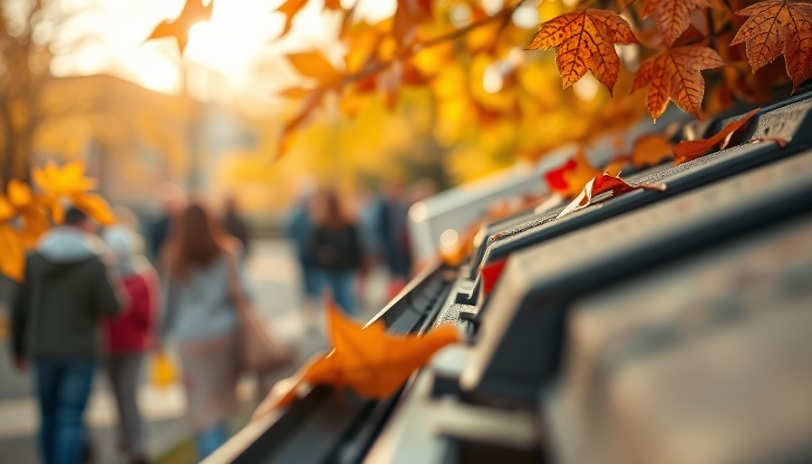 Gutter guards sale: close-up with leaves and social gathering.