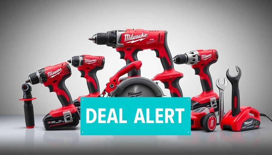 Labor Day Milwaukee Deals on power tools with a deal alert sign.