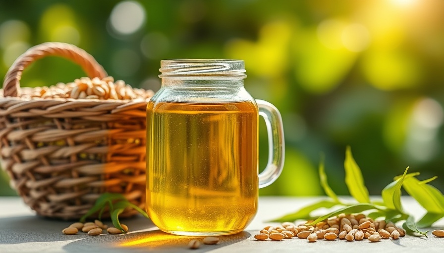 Golden moringa oil in a jar for hair growth, outdoor setting.