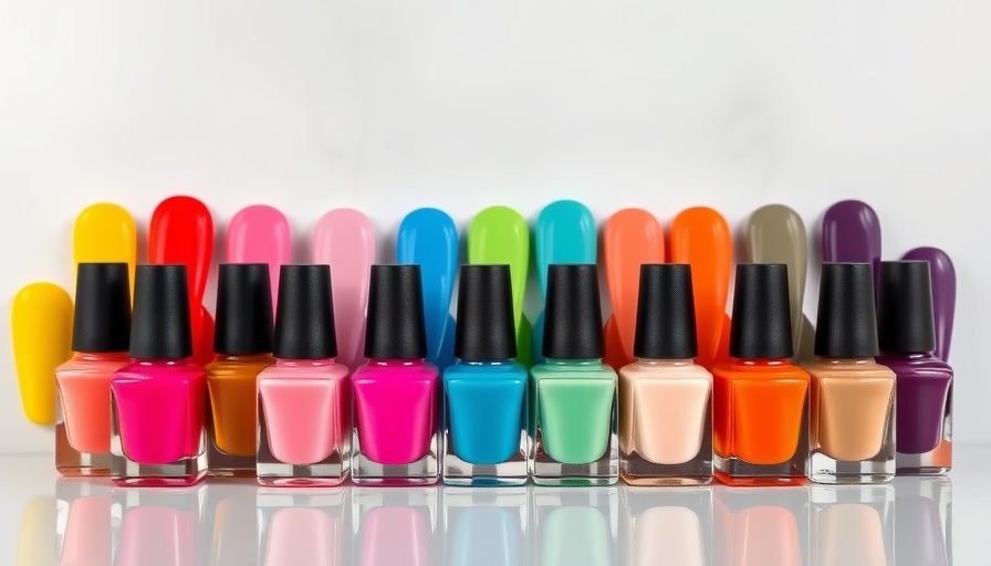 Vibrant array of peel-off nail polish bottles in assorted colors.