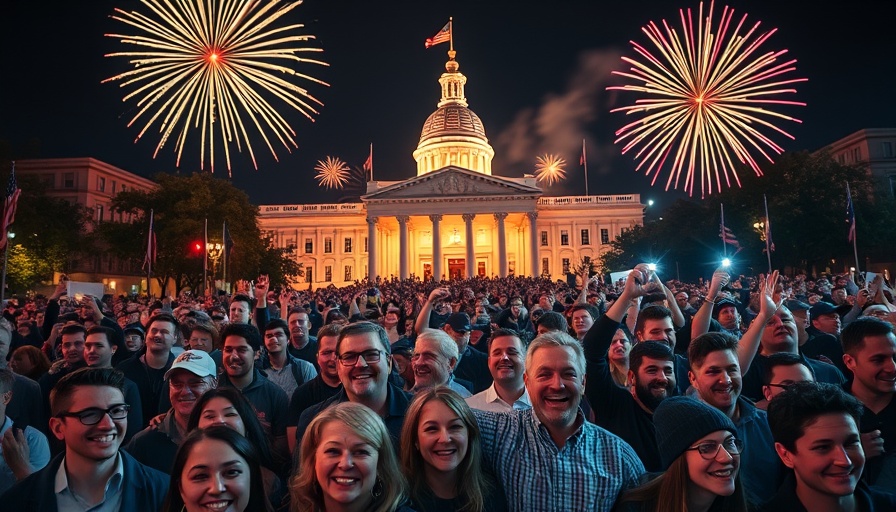 Celebrating America 250 anniversary with fireworks and flags.