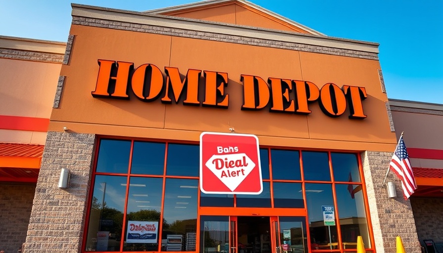 Home Depot Labor Day Sale announced with Bob Vila deal alert, storefront view.
