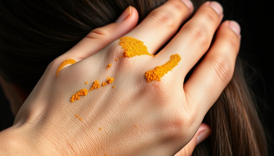 Close-up of turmeric application on hair for natural treatment.