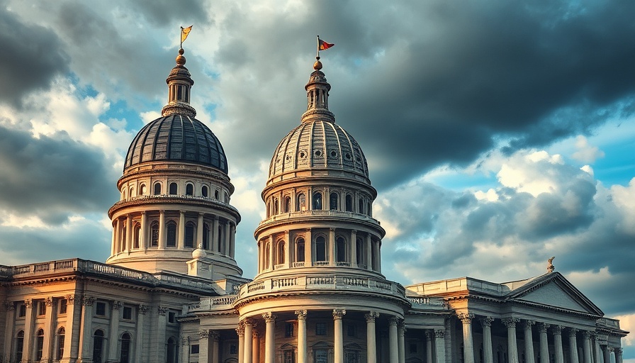 Pennsylvania and Michigan capitol domes representing budget impasse.