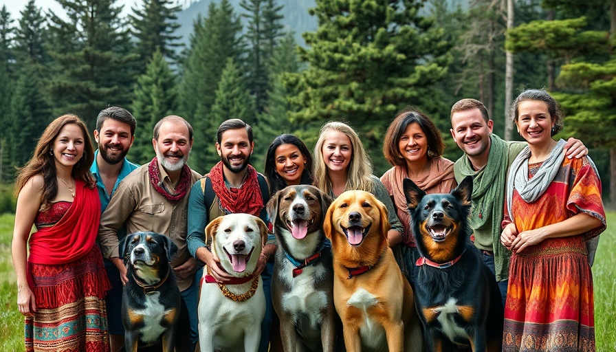 Group celebration with dogs in forest, immigrants leaving American dreams behind