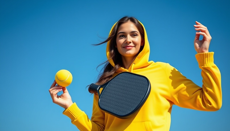 Woman holding pickleball gear under clear sky, highlighting bad habits for your joints and muscles.