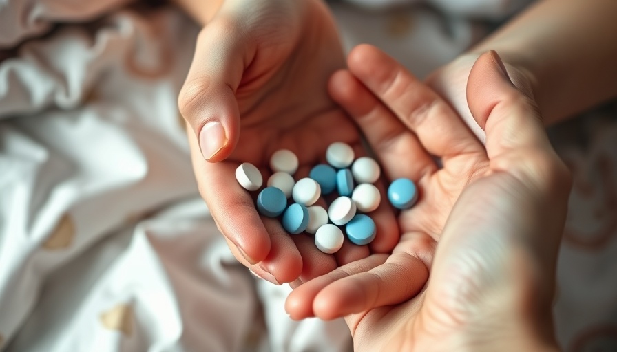 Close-up of hands with pills highlighting hormone replacement therapy.
