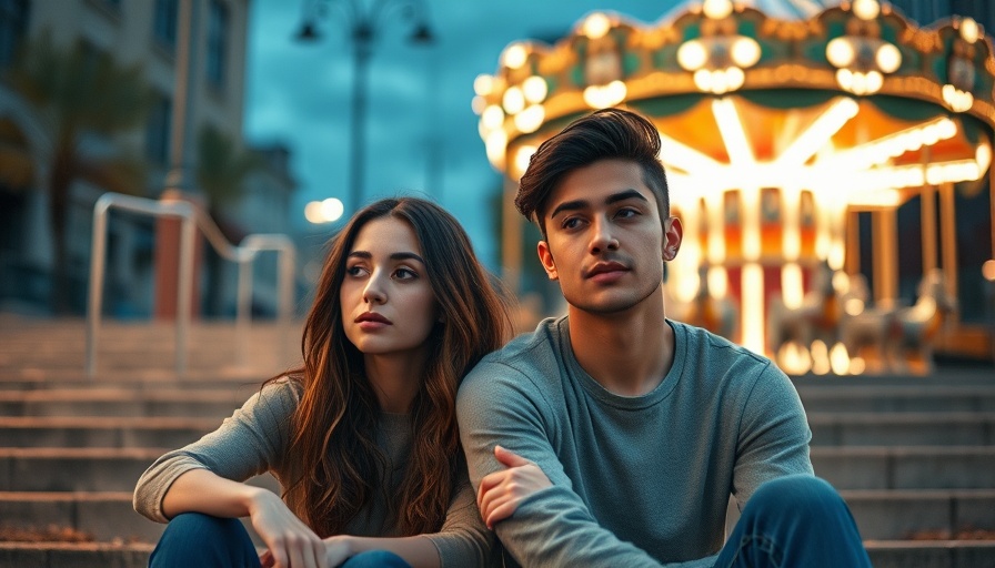 Contemplative couple near carousel, movies that make you cry.