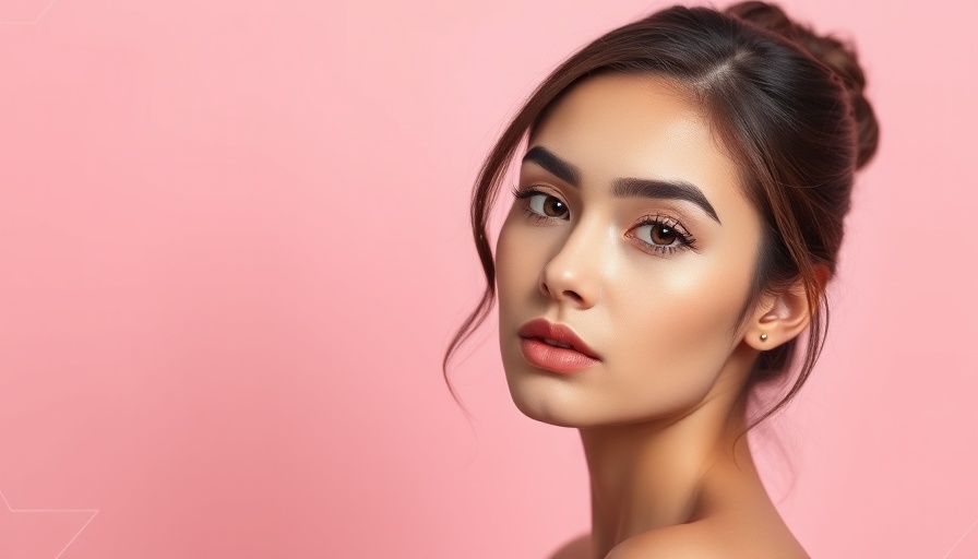 Elegant young woman in studio with soft pink background