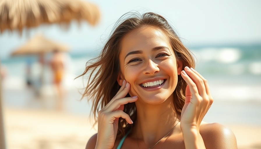 Woman applying sunscreen, sunny beach day, sunscreen side effects.