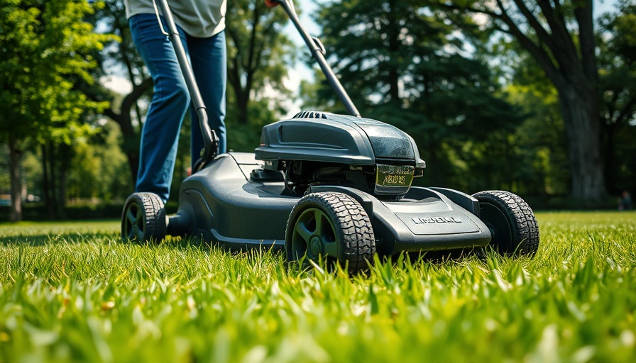 Person using the best mulching lawn mowers on green grass in sunlight.