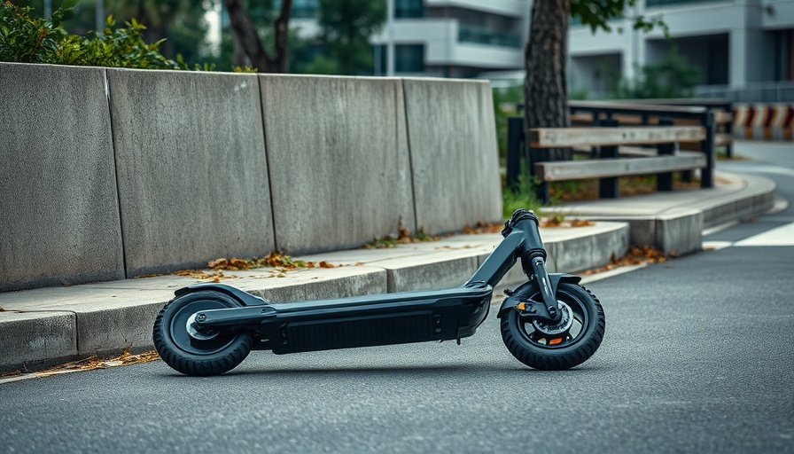 Discarded e-scooter on pavement in Marple Township amid ban.