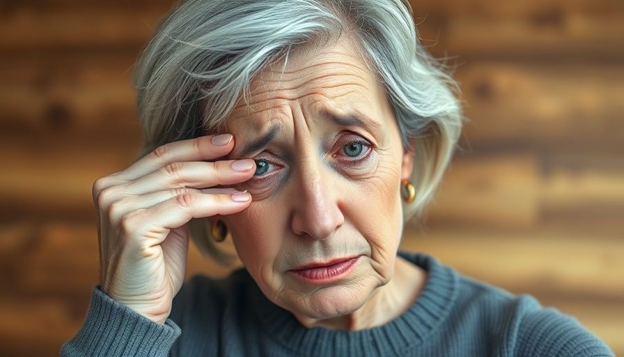 Middle-aged woman rubbing eye, concept of irritation, indoors.